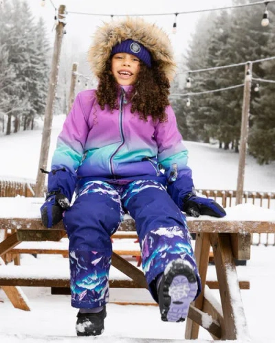 Deux Par Deux Two-piece Play Snowsuit Mountain In Purple