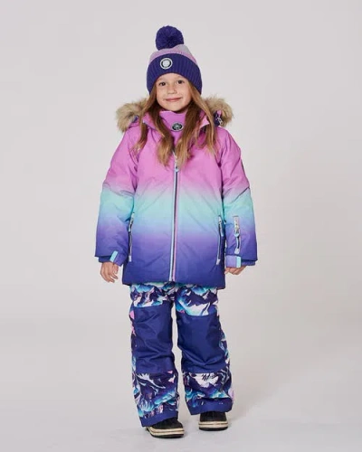 Deux Par Deux Two-piece Play Snowsuit Mountain In Purple