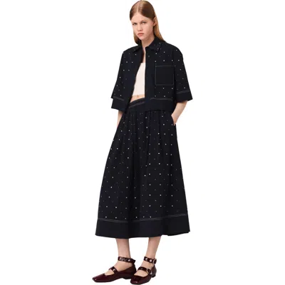 Maje Cropped Shirt With Studs In Black