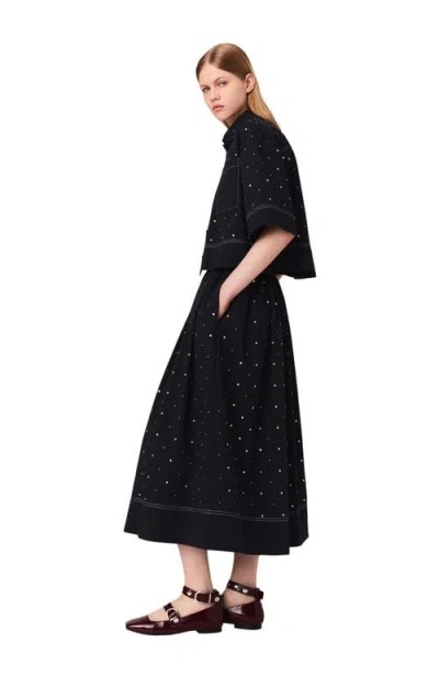 Maje Cropped Shirt With Studs In Black