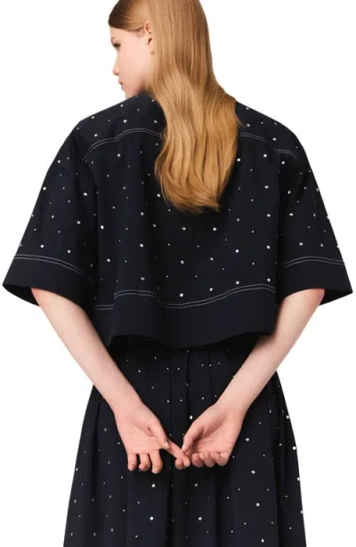 Maje Cropped Shirt With Studs In Black