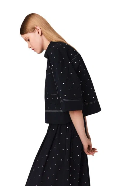 Maje Cropped Shirt With Studs In Black