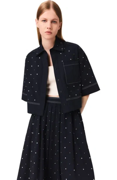 Maje Cropped Shirt With Studs In Black