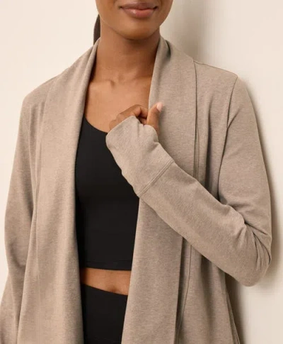 Pact Luxe Stretch Jersey Swing Cardigan In Brown