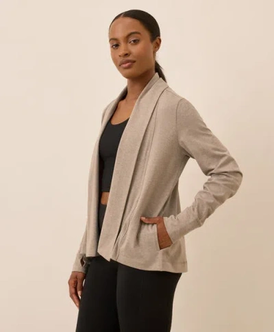 Pact Luxe Stretch Jersey Swing Cardigan In Brown