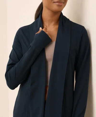 Pact Luxe Stretch Jersey Swing Cardigan In Blue