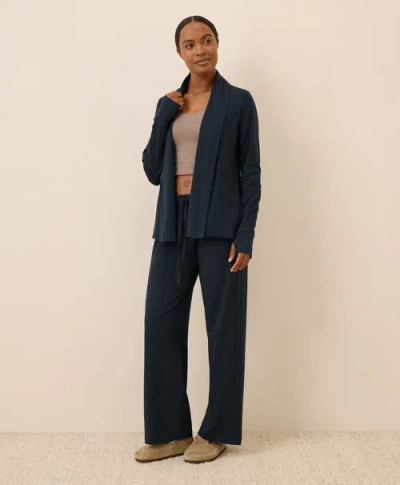 Pact Luxe Stretch Jersey Swing Cardigan In Blue