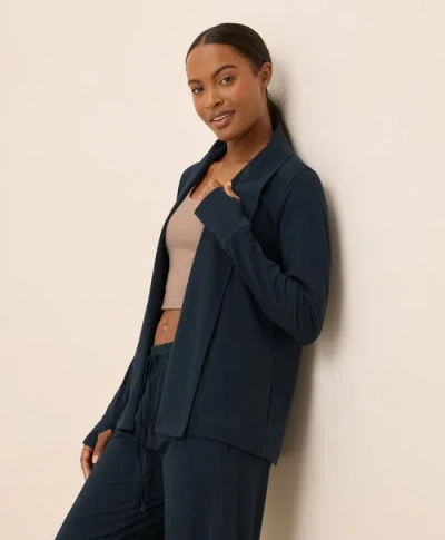 Pact Luxe Stretch Jersey Swing Cardigan In Blue