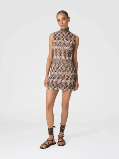 Missoni Minikleid Mit Stehkragen Aus Strukturierter Spitze In Multi