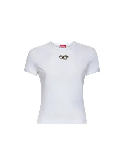 Diesel T-shirt With Logo Plate In White