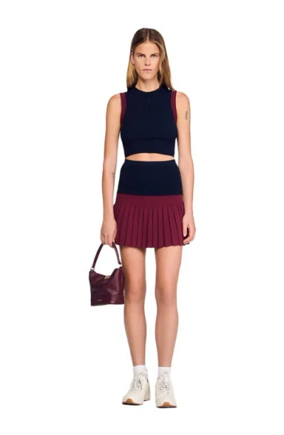Sandro Two-tone Knit Top In Blue