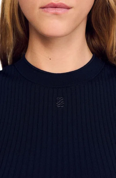 Sandro Two-tone Knit Top In Blue