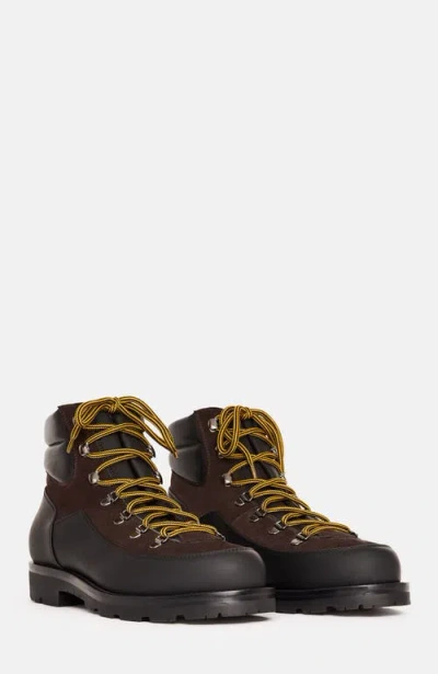 Scarosso Leather Suede Lace-up Boots In Brown
