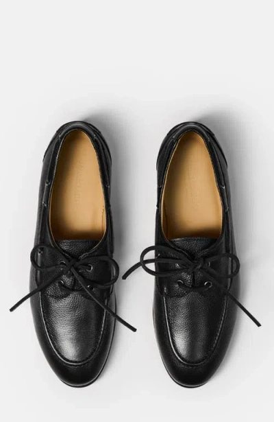 Scarosso Ginevro Leather Lace-up Boat Shoes In Black