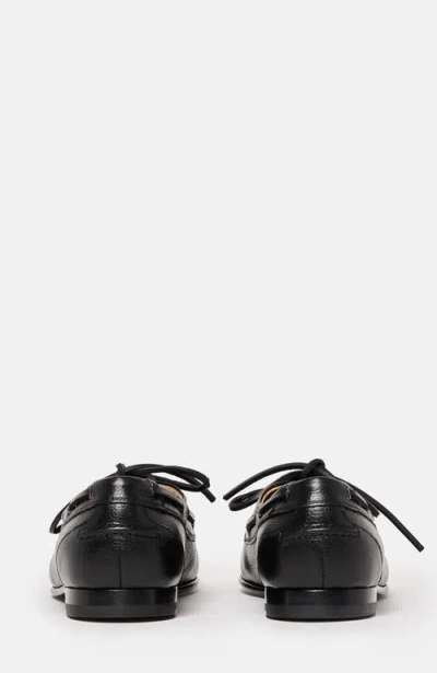 Scarosso Ginevro Leather Lace-up Boat Shoes In Black
