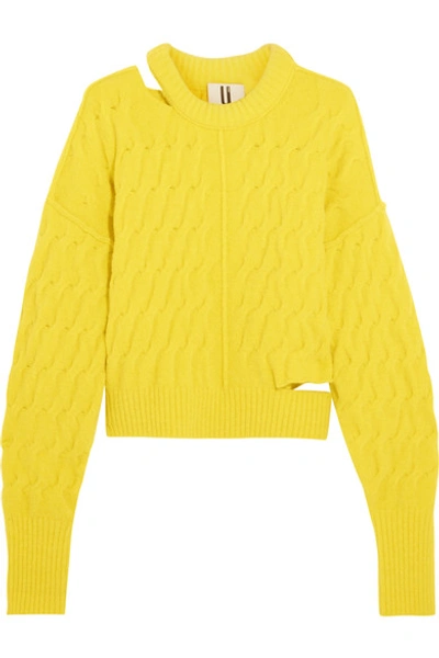 Topshop Unique Distressed Cable-knit Sweater