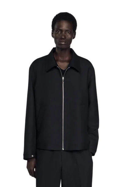 Sandro Zip-up Jacket In Black