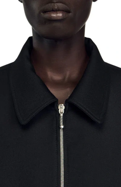 Sandro Zip-up Jacket In Black