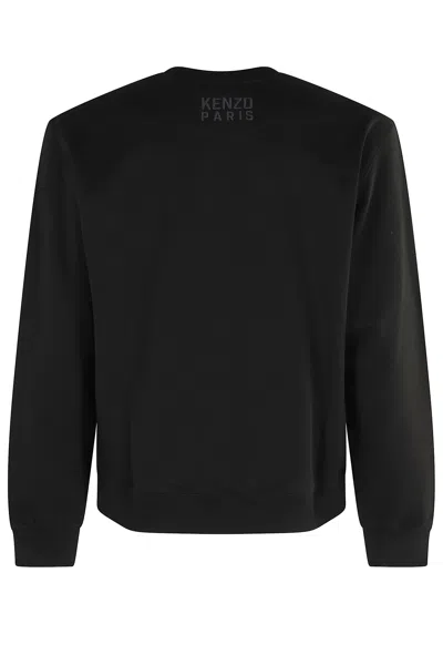 Kenzo Wild Tiger Crew Neck Sweatshirt Ribbed Cuffs Hem In Black