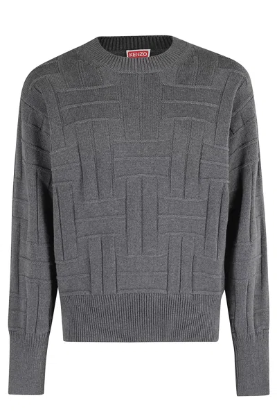 Kenzo Maglione Intrecciato Grigio In Gray