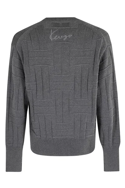 Kenzo Maglione Intrecciato Grigio In Gray