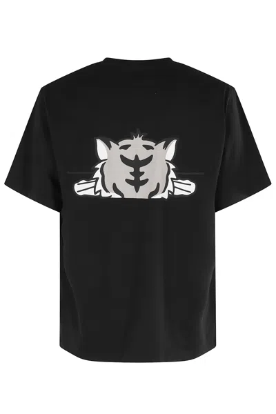 Kenzo Graphic Print Crew Neck Cotton T-shirt In Black