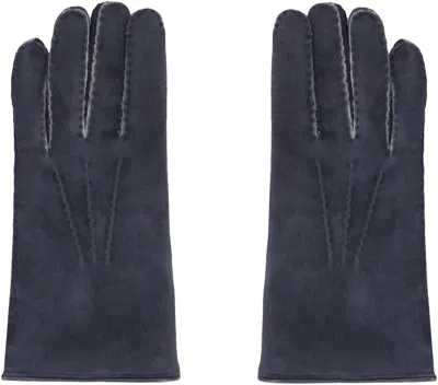 Moorer Sheepskin Leather Gloves In Blue