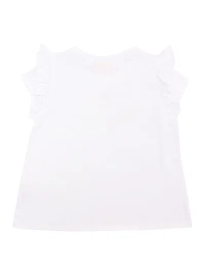 Mc2 Saint Barth Crab-patch Ruffled-sleeves T-shirt In White