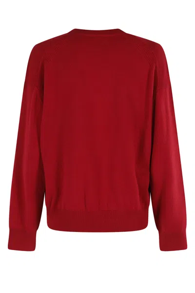 Semicouture Semi Couture V-neck Ruby Sweater With Long Sleeves In Red