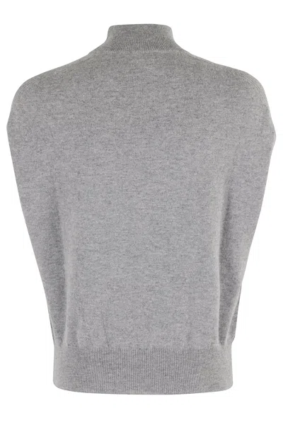 Semicouture Half Neck Sleeveless Sweater In Verity Vest Pattern In Gray