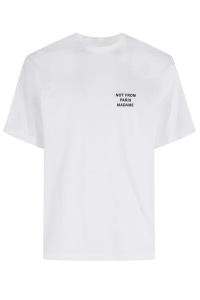 Drôle De Monsieur Le T-shirt Slogan Printed Cotton T-shirt In White