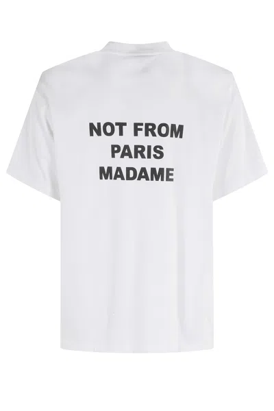 Drôle De Monsieur Le T-shirt Slogan Printed Cotton T-shirt In White