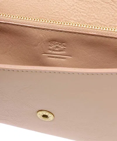 Il Bisonte Bigallo Envelope Flap Leather Clutch Bag In Sand