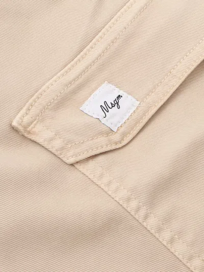 Msgm Logo-patch Cargo Shorts In Neutral
