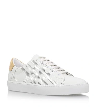 Shop Burberry Westford Perforated Leather Trainers