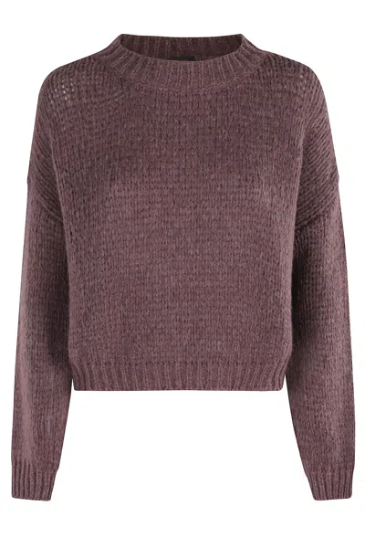 Roberto Collina Crew Neck Long Sleeves Textured Knit In Purple