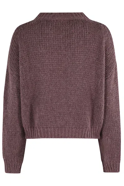 Roberto Collina Crew Neck Long Sleeves Textured Knit In Purple