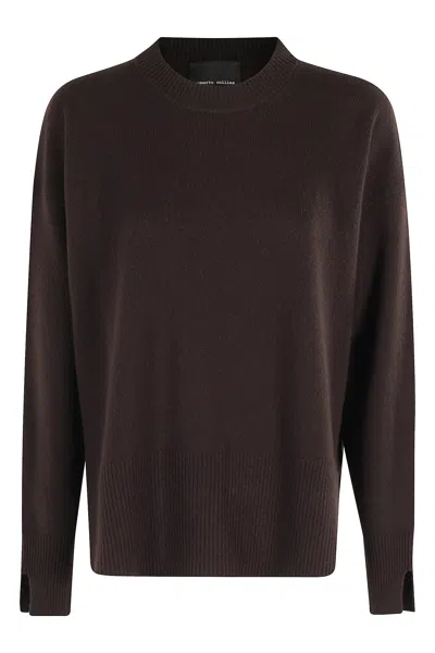 Roberto Collina Wool And Cashmere Crewneck Sweater Clothing In Brown