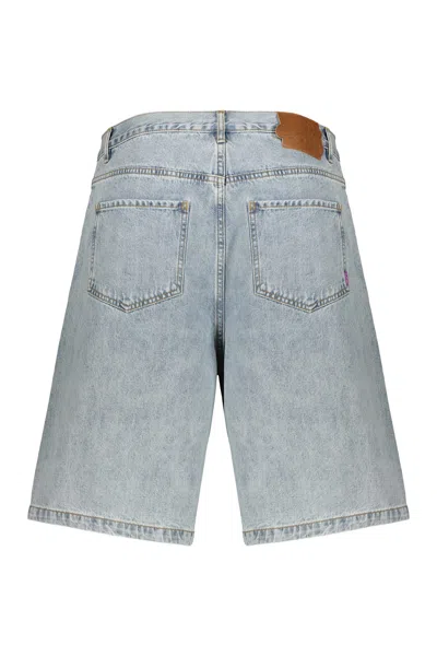 Perks And Mini Contrast-stitching Denim Shorts In Blue
