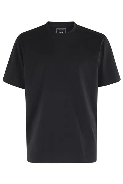 Y-3 Adidas Back Print Short Sleeved Cotton T-shirt Clothing In Black