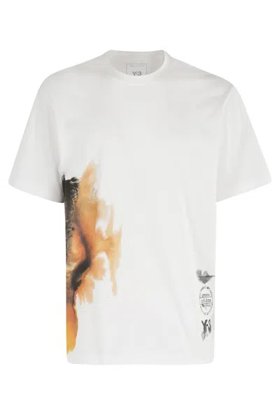 Y-3 White Crewneck Graphic T-shirt In White