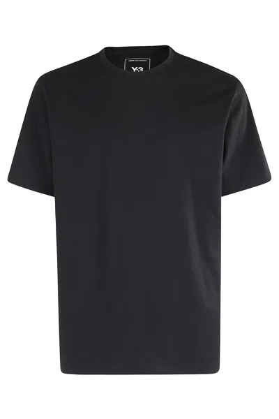 Y-3 Adidas Back Print Short Sleeved Cotton T-shirt Clothing In Black
