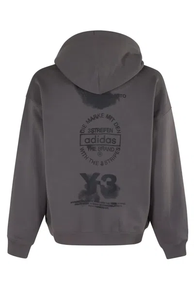 Y-3 Hoodie Featuring Graphic Design On Back In Gray