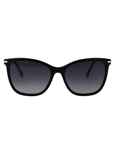 Carolina Herrera Black Acetate Sunglasses In Black