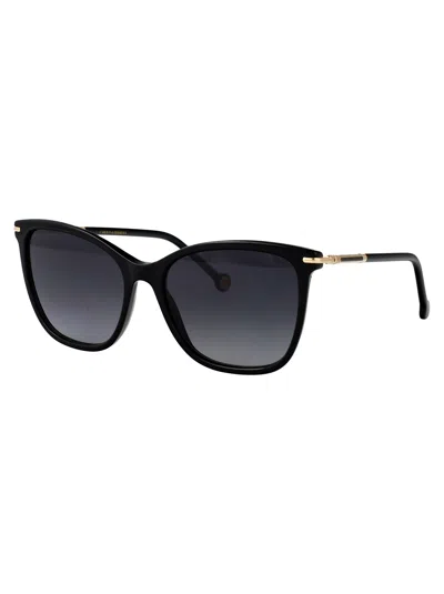 Carolina Herrera Black Acetate Sunglasses In Black