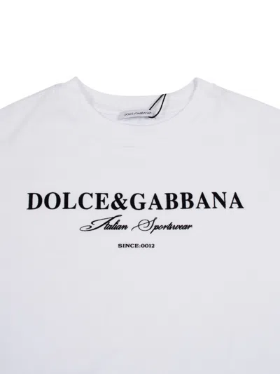Dolce & Gabbana Short-sleeved Jersey T-shirt With Dolce&gabbana Print In White