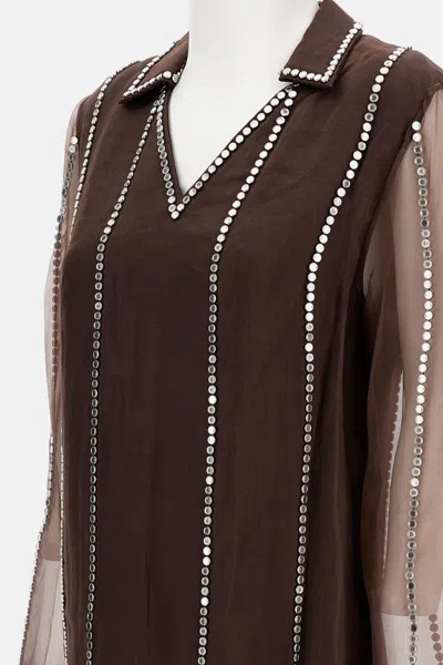 Wales Bonner Women Brown Organza Shirt, L Luxury Shirts For Women Darveys In Brown