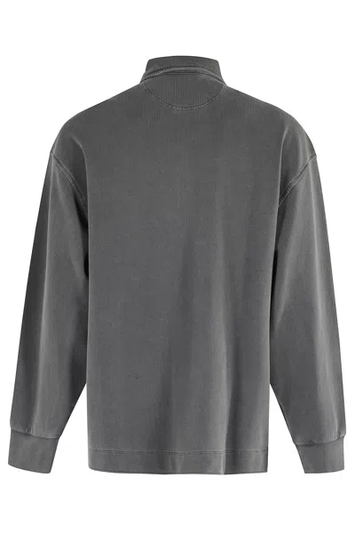 Carhartt Wip Piquescript Half-zip Sweatshirt In Gray