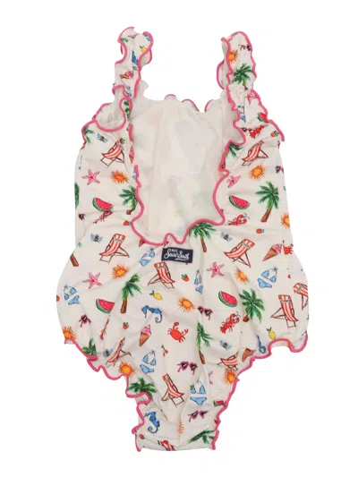 Mc2 Saint Barth Ruffled Print Swimsuit In Multi