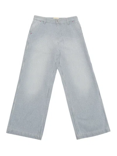 Bellerose Striped Cotton Trousers In Gray